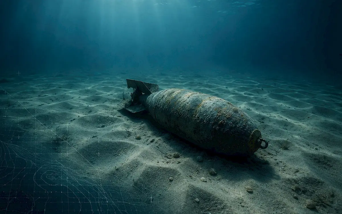 Ordnance on the seabed in the marine environment